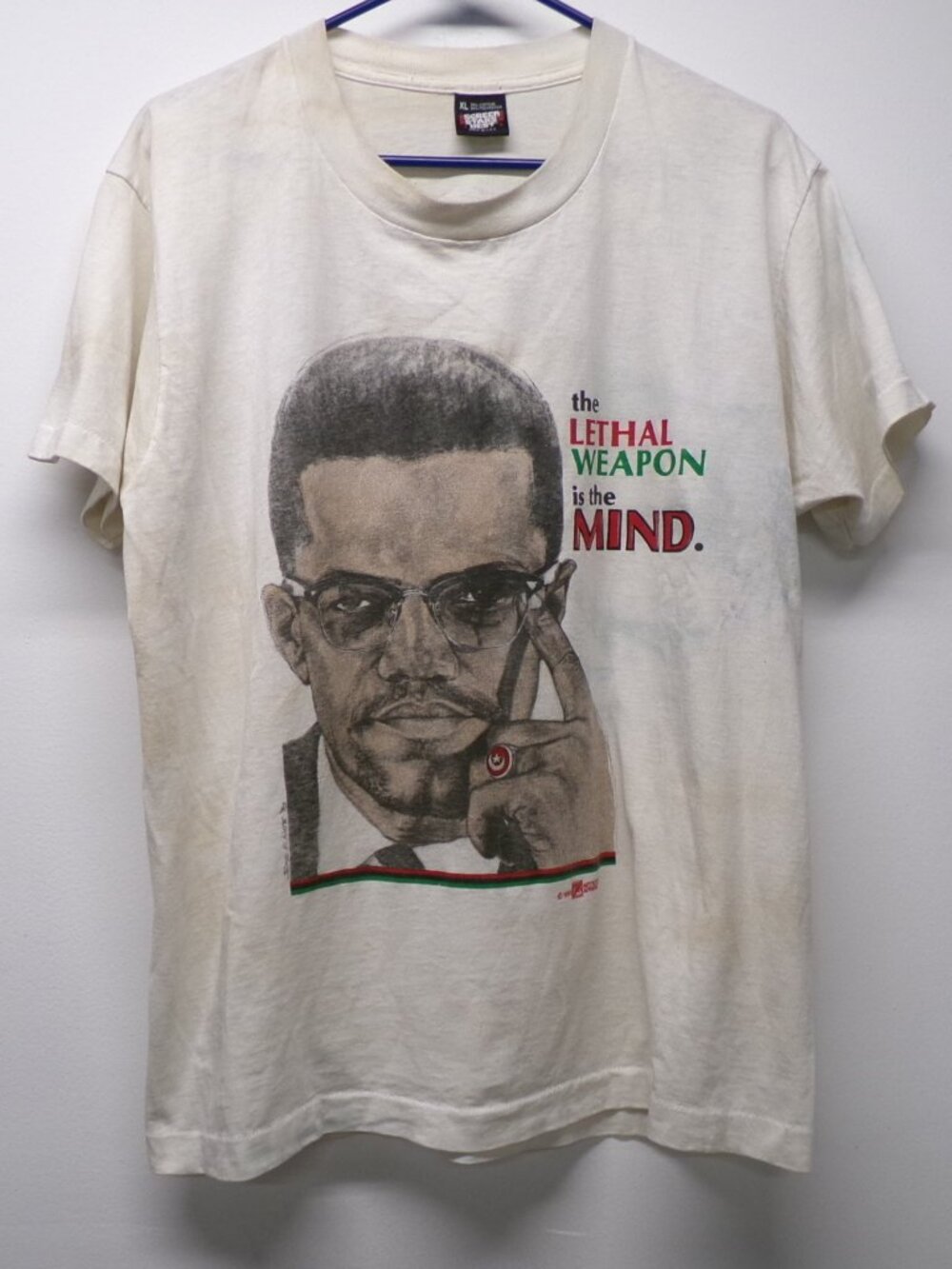 Vintage 90s Malcolm X 1990 Screen Stars Lethal Weapon Is The Mind T Shirt sz XL